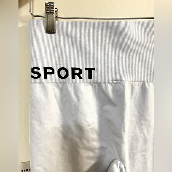 DKNY SPORT Womens Light Blue Stretch Logo Graphic ActiveWear High Waist Leggings - Picture 10 of 10